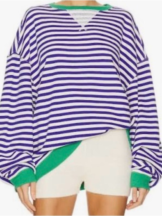 We The Free Sand Dollar Combo Navy/Marin oversized French Terry Sweatshirt Sz. L